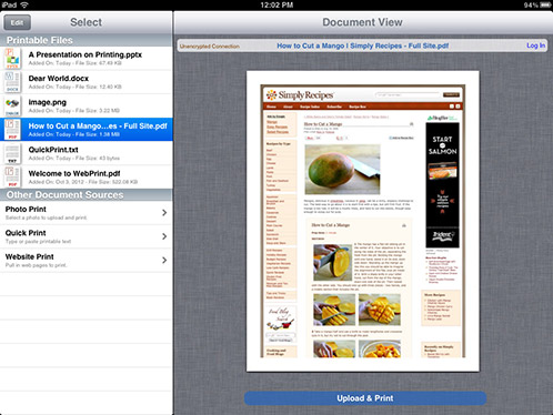 iPad Webprint App